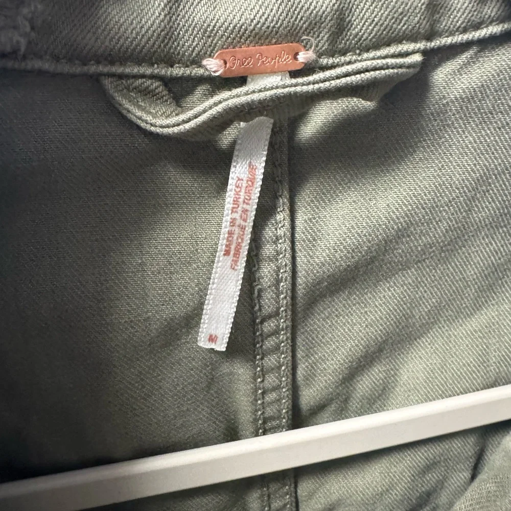Free People Moonchild Denim Shirt Jacket in Olive Excellent Used Condition.